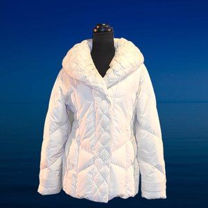 Woman's White Down-Insulated Puffer Coat, Size L